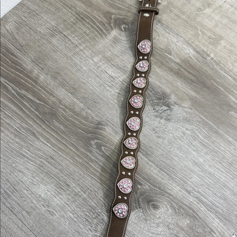 Nocona Brown Belt with Pink and Silver Details